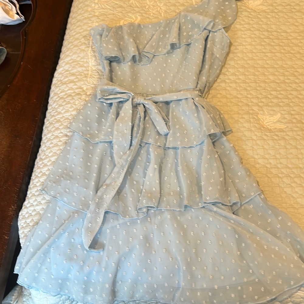 Beautiful one shoulder ruffle dress, no tags but never worn